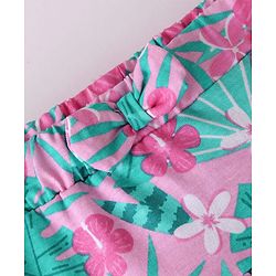 Babyhug Single Jersey Knit Mid Thigh Length Skirt with Floral Print - Pink