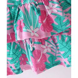 Babyhug Single Jersey Knit Mid Thigh Length Skirt with Floral Print - Pink