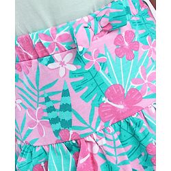 Babyhug Single Jersey Knit Mid Thigh Length Skirt with Floral Print - Pink