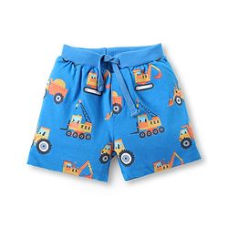 Babyhug Cotton Knit Half Sleeves Night Suit With Vehicle Print - Blue