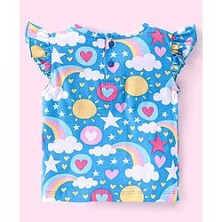 Babyhug Cotton Knit Half Sleeves  Night Suit with Rainbow Print - Blue