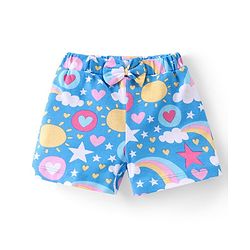 Babyhug Cotton Knit Half Sleeves  Night Suit with Rainbow Print - Blue
