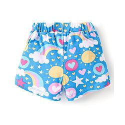 Babyhug Cotton Knit Half Sleeves  Night Suit with Rainbow Print - Blue