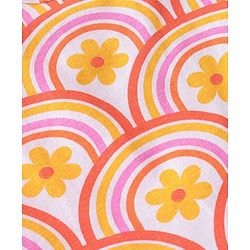 Babyhug Cotton Knit Single Jersey Frill Sleeves Night Suit With Rainbow & Floral Print - Multicolour