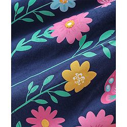 Babyhug Single Jersey Knit Mid Thigh Length Skirt Floral Print - Navy Blue