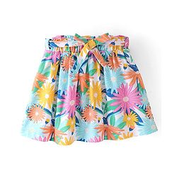 Babyhug Single Jersey Knit Mid Thigh Length Skirt with Floral Print - Multicolour