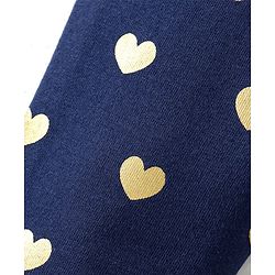 Babyhug Cotton Looper Knit Full Length Heart Printed Jeggings - Navy
