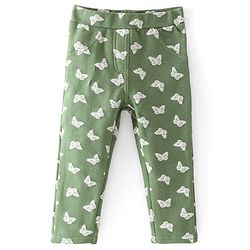 Babyhug Cotton Looper Full Length Jeggings Butterfly Print - Green