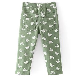 Babyhug Cotton Looper Full Length Jeggings Butterfly Print - Green