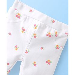 Babyhug Cotton Knit Full Length Looper Jeggings Floral Print - White