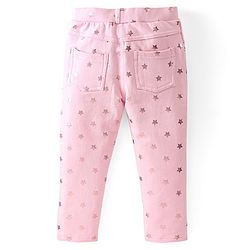 Babyhug Cotton Looper Knit Full Length  Jeggings Star Print -  Pink