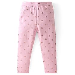 Babyhug Cotton Looper Knit Full Length  Jeggings Star Print -  Pink