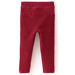 Babyhug Cotton Looper Knit Full Length Solid Jeggings - Red