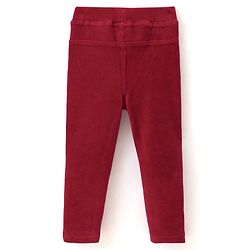 Babyhug Cotton Looper Knit Full Length Solid Jeggings - Red