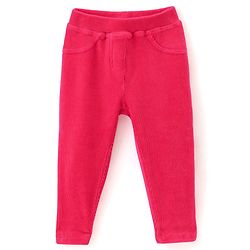 Babyhug Cotton Looper Knit Full Length Solid Jeggings - Fuchsia
