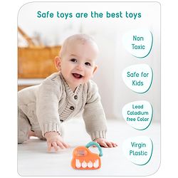 Babyhug Premium Mini Radio Shaped Baby Rattle  Yellow | Interactive Toy | Child-Safe, Non-Toxic | Enhances Grasping & Sensory Skills | Gift for 3+ Months | BIS Certified