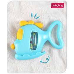 Babyhug Helicopter Shaped Baby Rattle - Blue | Fun, Lightweight & Engaging Toy for Infants | Enhances Grasping & Sensory Skills | Non-Toxic | BIS Certified