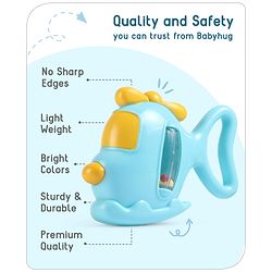 Babyhug Helicopter Shaped Baby Rattle - Blue | Fun, Lightweight & Engaging Toy for Infants | Enhances Grasping & Sensory Skills | Non-Toxic | BIS Certified