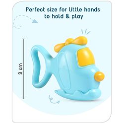 Babyhug Helicopter Shaped Baby Rattle - Blue | Fun, Lightweight & Engaging Toy for Infants | Enhances Grasping & Sensory Skills | Non-Toxic | BIS Certified