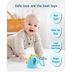 Babyhug Helicopter Shaped Baby Rattle - Blue | Fun, Lightweight & Engaging Toy for Infants | Enhances Grasping & Sensory Skills | Non-Toxic | BIS Certified