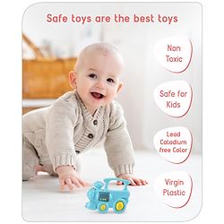 Babyhug Helicopter Shaped Baby Rattle - Blue | Fun, Lightweight & Engaging Toy for Infants | Enhances Grasping & Sensory Skills | Non-Toxic | BIS Certified