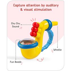 Babyhug Trumpet Shape Baby Rattle - Yellow & Blue