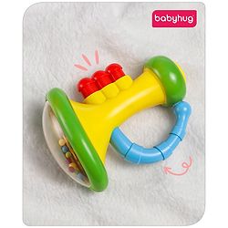 Babyhug Trumpet Shape Baby Rattle - Yellow & Green