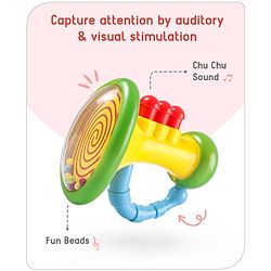 Babyhug Trumpet Shape Baby Rattle - Yellow & Green