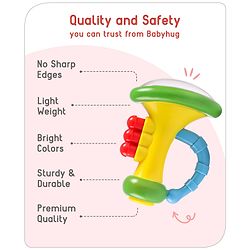 Babyhug Trumpet Shape Baby Rattle - Yellow & Green