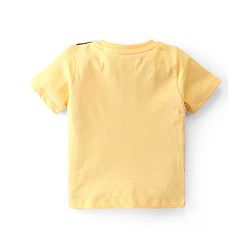 Babyhug Cotton Knit Half Sleeves  T-Shirt Monkey  Graphics- Yellow