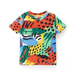 Babyhug Cotton Half Sleeves T-Shirt With Abstract Print - Multicolor