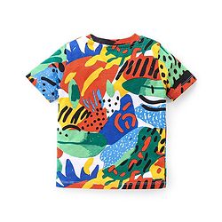 Babyhug Cotton Half Sleeves T-Shirt With Abstract Print - Multicolor