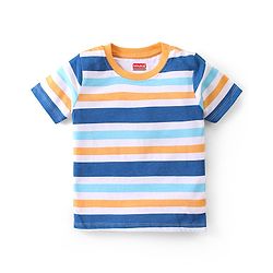Babyhug Cotton Knit Half Sleeves  T-Shirts Striped & Text Graphics Pack of 3 - Multicolour