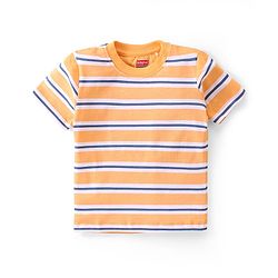 Babyhug Cotton Knit Half Sleeves  T-Shirts Striped & Text Graphics Pack of 3 - Multicolour