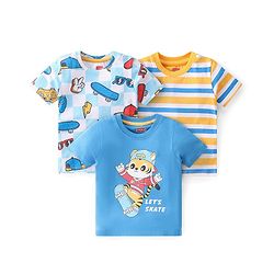 Babyhug Cotton Knit Half Sleeves T-Shirt Stripes & Tiger Graphics Pack of 3 - Multicolour