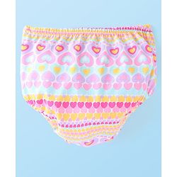 Babyhug Single Jersey Knit Cap Sleeves Frock with Bloomer Heart Print - Multicolor