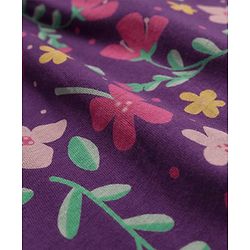 Babyhug Single Jersey Knit Cap Sleeves Floral Printed Frock with Bloomer - Navy Blue