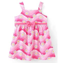 Babyhug 100% Cotton Single Jersey Knit Sleeveless Frock With Bloomer Floral Print - Pink