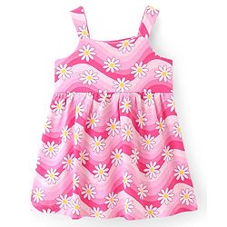 Babyhug 100% Cotton Single Jersey Knit Sleeveless Frock With Bloomer Floral Print - Pink