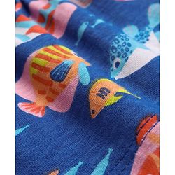 Babyhug Single Jersey Knit Sleeveless Frock with Fish Print - Navy Blue