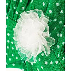 Babyhug Rayon Woven Sleeveless Frock Floral Corsage & Polka Dot Print - Green