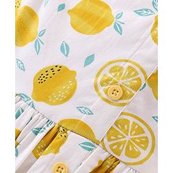 Babyhug Rayon Woven Sleeveless Frock Lemon Print - White