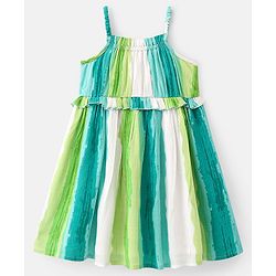 Babyhug Woven Sleeveless Striped Frock - Multicolour