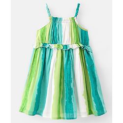 Babyhug Woven Sleeveless Striped Frock - Multicolour