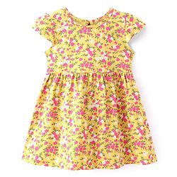 Babyhug Single Jersey Knit Half Sleeves Frocks with Floral Print Bow Applique Pack of 2 - Multicolour