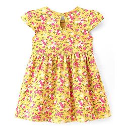 Babyhug Single Jersey Knit Half Sleeves Frocks with Floral Print Bow Applique Pack of 2 - Multicolour