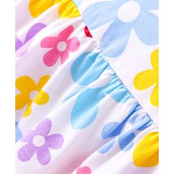 Babyhug Single Jersey Knit Cap Sleeves Frock With Floral & Polka Dot Print Pack of 2 - Red & White