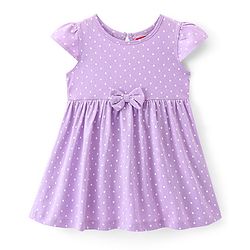 Babyhug Cotton  Knit Half Sleeves Frock with Polka Dot Print Pack of 2 - Multicolor