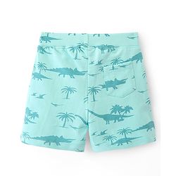 Babyhug Cotton Looper Knit Mid Thigh Shorts With Palm Tree Print - Blue