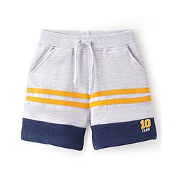 Babyhug Cotton Looper Mid Thigh Length Shorts Stripe Design -Grey